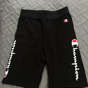 Champion Black Bike Shorts with Logo